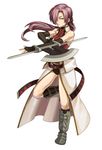  armor axe boots original pink_hair ponytail solo weapon yoshihara_yochiko 