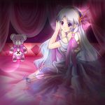  atelier_(series) bad_id bad_pixiv_id bed dress mana_khemia mana_khemia_(series) pamela_ibiss prin0831 purple purple_background purple_dress purple_eyes stuffed_animal stuffed_toy teddy_bear 