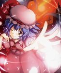  bat_wings kiku_hitomoji one_eye_closed outstretched_arm outstretched_hand reaching remilia_scarlet solo touhou wings 