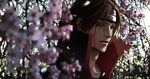  blood bloody_tears cherry_blossoms flower lily_(artist) male_focus naruto naruto_(series) solo uchiha_itachi 