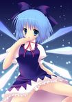  bad_id bad_pixiv_id blue_eyes blue_hair bow cirno hair_bow panties short_hair solo touhou tsukiji underwear wings 