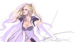  1girl blonde_hair breasts cape female final_fantasy final_fantasy_iv kareji leotard long_hair ponytail rosa_farrell sketch solo white_background 