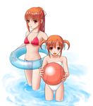  bad_id bad_pixiv_id ball beachball bikini innertube isozaki_bebebe long_hair multiple_girls orange_eyes orange_hair original ponytail swimsuit twintails wading 