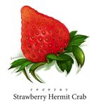  artist_name english food fruit fusion hermit_crab no_humans objectification original shibuya_nozomi solo strawberry treble_clef white_background 
