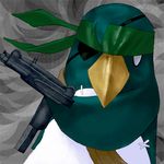  beak bird disgaea eyepatch gun headband imi_uzi lowres machine_pistol metal_gear_(series) metal_gear_solid naked_snake nippon_ichi no_humans parody penguin prinny submachine_gun weapon 