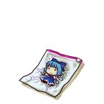  bag blue_hair bow chibi cirno hair_bow in_container minigirl o_o ribbon simple_background socha solo touhou wings 