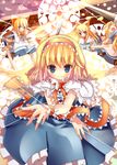  alice_margatroid animal_ears apron blonde_hair blue_dress blue_eyes boots bow capelet dress frills hairband long_hair short_hair solo sword touhou tsunono weapon 