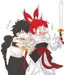  1boy 1girl black_hair magi_the_labyrinth_of_magic red_hair ren_kougyoku surprise tagme 