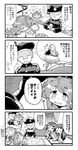  &gt;_&lt; 1boy 4girls 4koma :d ^_^ admiral_(kantai_collection) ahoge bare_shoulders closed_eyes closed_mouth comic commentary detached_sleeves double_bun dreaming flying_sweatdrops glasses greyscale haruna_(kantai_collection) hat headgear heart heart_ahoge heart_in_mouth herada_mitsuru hiei_(kantai_collection) highres indoors kantai_collection kirishima_(kantai_collection) kongou_(kantai_collection) kotatsu long_hair military military_uniform monochrome multiple_girls nontraditional_miko nose_bubble open_mouth peaked_cap short_hair sleeping sleeveless smile sparkle sweat table tears translated trembling under_covers under_kotatsu under_table uniform wavy_mouth wide_sleeves xd zzz 