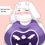  artist_request blush brown_eyes brown_hair embarrassed english grape_jelly_(artist) horn open_mouth sheep short_hair toriel undertale 