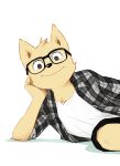  anthro canid canine canis clothed clothing cub digital_media_(artwork) domestic_dog eyewear fffffolder fur glasses looking_at_viewer male mammal shirt smile solo young 