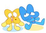  animate_inanimate balls bfb bfdi blush cat-twink duo four_(bfb) male not_furry object_shows penis precum simple_background tapering_penis white_background x_(bfb) 