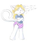  anthro carotte666 crossed_arms dialogue diaper domestic_cat eyes_closed felid feline felis female mammal paws solo standing text 