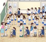  6+girls brown_hair child classroom kiyo_(kyokyo1220) loli multiple_girls original 