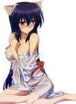  1girl animal_ears breasts cat_ears female highres himari noihara_himari omamori_himari sitting solo transparent_background 