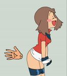  animated animated_gif bloggerman blush blush_stickers happy haruka_(pokemon) long_hair male_hand miniskirt open_mouth pokemon pokemon_(anime) simple_background smile spanked spanking 