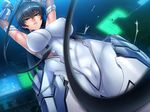  blue_hair breasts green_eyes igawa_asagi kagami_hirotaka large_breasts lilith-soft ninja taimanin_asagi taimanin_asagi_battle_arena whip whipped 