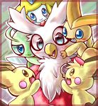  alternate_color antennae beak blue_eyes blush brown_eyes celebi delibird fang jirachi nintendo no_humans open_mouth pichu pokemon pokemon_(game) shiny_pokemon smile tail victini wings 