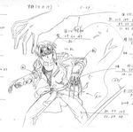  1boy anime_opening claws concept_art hidaka_ken monochrome solo tagme weiss_kreuz weiss_kreuz_gluhen 