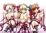  3girls ass blonde_hair blue_eyes breasts brown_hair christmas earrings edit from_behind hat jay_phenrix jewelry looking_back multiple_girls naked_ribbon navel nintendo nipples nude princess_daisy princess_peach ribbon rosetta_(mario) santa_hat sideboob super_mario_bros. super_mario_galaxy super_mario_land 