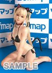  1girl 3d all_fours bikini blonde_hair blue_eyes breasts cat_ears cat_tail dead_or_alive dead_or_alive_xtreme_3_fortune dead_or_alive_xtreme_beach_volleyball marie_rose official_art original original_art small_breasts solo swimsuit tail 