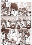  ... 3koma 4girls :d =_= ^_^ akagi_(kantai_collection) bare_shoulders chibi closed_eyes comic detached_sleeves eating food food_on_face girls_und_panzer haruna_(kantai_collection) hisahiko isuzu_hana japanese_clothes kantai_collection long_hair military military_uniform monochrome multiple_girls nontraditional_miko onigiri ooarai_military_uniform open_mouth pleated_skirt sitting skirt smile spoken_ellipsis star star-shaped_pupils symbol-shaped_pupils translated uniform wavy_mouth wide_sleeves wo-class_aircraft_carrier 