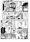  admiral_(kantai_collection) akatsuki_(kantai_collection) akebono_(kantai_collection) biting cat comic flower greyscale hair_flower hair_ornament head_biting hibiki_(kantai_collection) highres himegi ikazuchi_(kantai_collection) inazuma_(kantai_collection) kantai_collection monochrome multiple_girls non-web_source page_number translated 