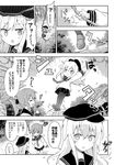  anchor_symbol comic commentary folded_ponytail greyscale hat hibiki_(kantai_collection) inazuma_(kantai_collection) kantai_collection long_hair monochrome multiple_girls rioshi school_uniform skirt translated tree 