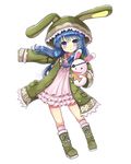  animal_hood bad_id bad_pixiv_id blue_eyes blue_hair boots bunny_hood bunny_puppet date_a_live hand_puppet hood imyu long_hair looking_at_viewer parted_lips puppet yoshino_(date_a_live) yoshinon 