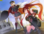  2girls breasts huge_breasts military_uniform multiple_girls omc original red_hair 