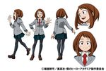 1girl boku_no_hero_academia brown_hair concept_art necktie red_necktie school_uniform short_hair skirt uraraka_ochako 