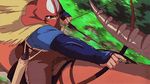  2boys animated animated_gif arrow ashitaka bow guro mononoke_hime multiple_boys outdoors sword tree violence weapon 