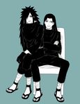  2boys monochrome multiple_boys naruto senju_hashirama simple_background tagme uchiha_madara yaoi 