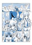  blue chitose_(kantai_collection) chiyoda_(kantai_collection) comic food headband ice_cream kantai_collection kobamiso_(kobalt) kuma_(kantai_collection) monochrome multiple_girls sweatdrop tama_(kantai_collection) translation_request 