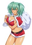  1girl breasts dark_skin female green_eyes green_hair ikkitousen large_breasts ryofu_housen smile solo standing 