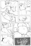  abs anthro balls belly big_belly canid canine comic digital_media_(artwork) equine erection female female_prey fennec foshu_(character) fox freckles_(artist) horse humanoid_penis internal male male_pred mammal muscular muscular_male neck_bulge oral_vore pecs penis size_difference stomach swallowing vore 
