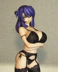  1girl bra breasts female figure kangoku_senkan large_breasts lilith-soft photo purple_hair rieri_bishop underwear 