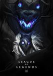  aura blue_fire dark_background fangs fire furry glowing glowing_eyes kindred lamb_(league_of_legends) league_of_legends looking_at_viewer mask monochrome monster spot_color wacalac wolf_(league_of_legends) 