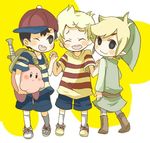  4boys black_hair blonde_hair crossover kirby kirby_(series) lucas mother_(series) multiple_boys ness nintendo short_hair super_smash_bros. the_legend_of_zelda the_legend_of_zelda:_the_wind_waker toon_link wind_waker 