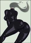  1girl argrim ass bent_over biker_clothes bikesuit bodysuit breasts cameltoe celty_sturluson dullahan durarara!! female from_behind from_below headless huge_ass large_breasts leaning leaning_forward smoke solo 