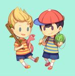  2boys black_hair blonde_hair lucas mother_(series) multiple_boys ness nintendo short_hair 