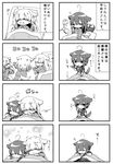  4koma :d ^_^ absurdres ahoge alternate_costume braid closed_eyes comic commentary dog_tail fang fingerless_gloves futon gloves greyscale hair_flaps hair_ornament highres jako_(jakoo21) kantai_collection kemonomimi_mode long_sleeves lying monochrome multiple_4koma multiple_girls on_back open_mouth pajamas poi remodel_(kantai_collection) rubbing_eyes school_uniform serafuku shigure_(kantai_collection) short_sleeves single_braid sleeping sleepy smile tail translated under_covers yuudachi_(kantai_collection) 