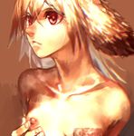  1girl absurdres bandaid bandaid_on_nipples breasts collarbone highres kemonomimi_mode nose pasties red_eyes silver_hair small_breasts solo yotsuyu 