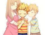  1girl 2boys blonde_hair ghost hug long_hair lucas mother_(series) multiple_boys nintendo short_hair tagme 