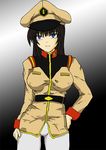  black_hair blue_eyes gundam hat katarina_rina long_hair military_uniform mobile_suit_gundam uniform 