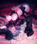  atalanta_(alter)_(fate) atalanta_(fate) blush breasts collar dabingdan fang fate/grand_order fate_(series) highres large_breasts looking_at_viewer lying magic_circle nipples on_back open_mouth 