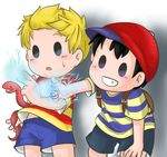  2boys black_hair blonde_hair lucas mother_(series) multiple_boys ness nintendo short_hair snake 