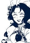  blush breasts dress eyes_closed gloves hat hilda_rhambling lipstick long_hair makeup monochrome open_mouth tales_of_(series) tales_of_rebirth 