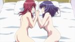  2girls animated animated_gif blush breast_sucking breasts large_breasts long_hair lying multiple_girls on_side open_mouth oribe_mafuyu purple_hair red_eyes red_hair seikon_no_qwaser yamanobe_tomo yuri 