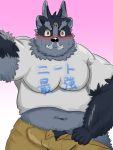  @エス anthro belly big_belly blush clothing fupa male multi_ear navel open_pants overweight pubes sweat tokyo_afterschool_summoners tsathoggua undressing video_games wide_hips 